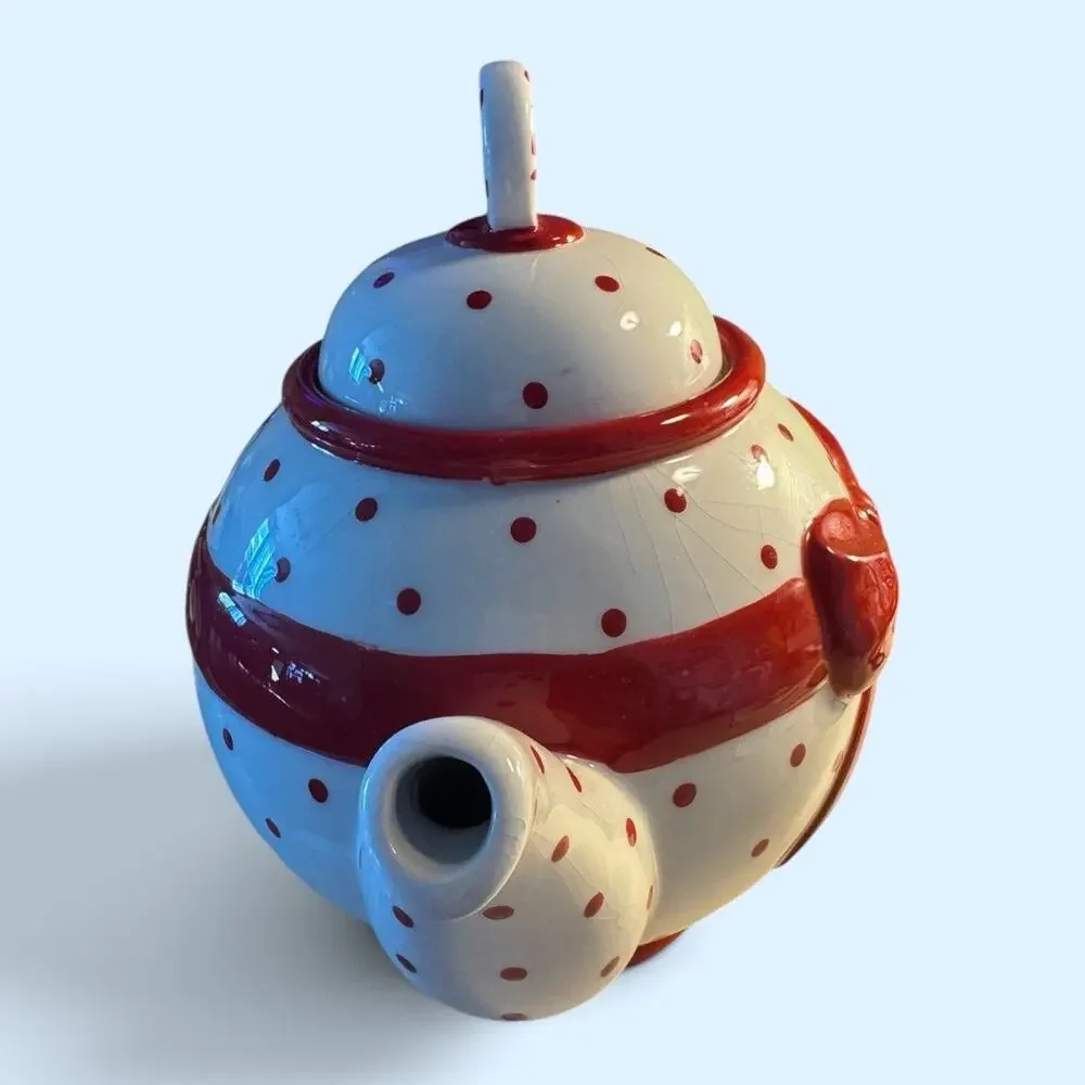Harry & David holiday peppermint teapot Retired